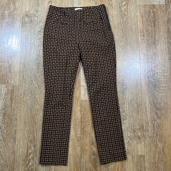 Anthropologie Essential Slim Trouser Pant Brown Motif Women's Size 2 Like New - Picture 3 of 15